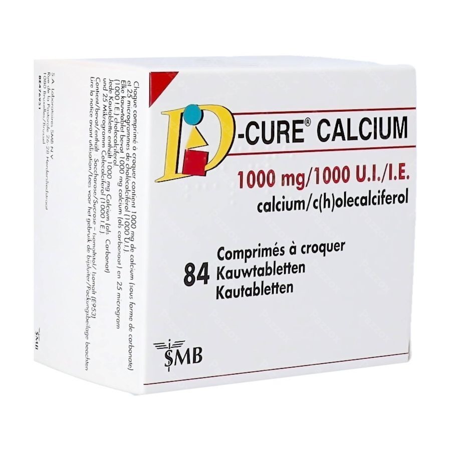 D-Cure Calcium 1000mg/1000ui Comprimés à Croquer 84