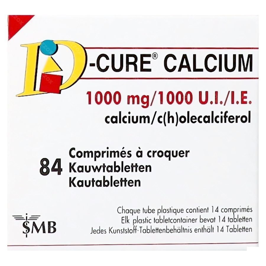 D-Cure Calcium 1000mg/1000ui Comprimés à Croquer 84