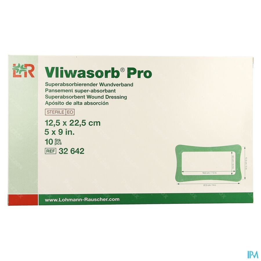 Vliwasorb Pro Pansement 12,5x22,5cm 10 32642