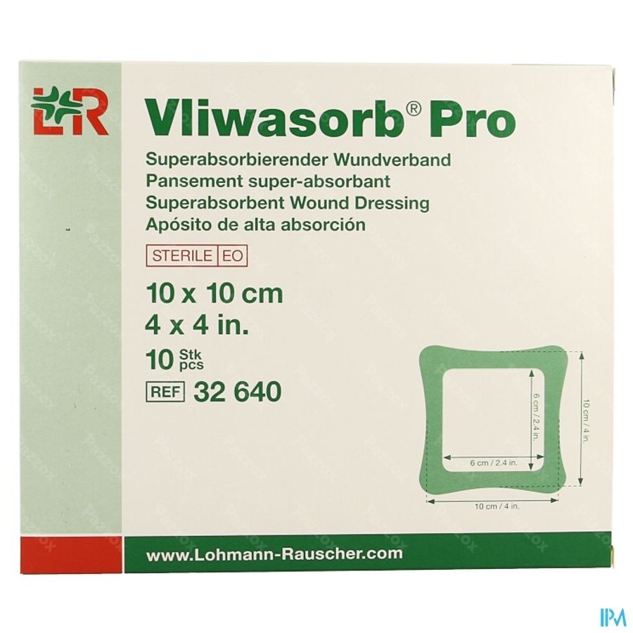 Vliwasorb Pro Pansement 10x10cm 10 32640