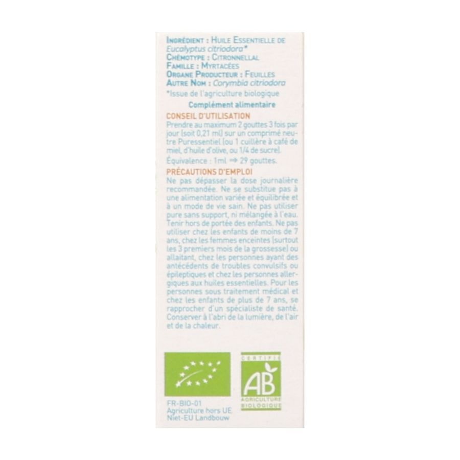 Puressentiel He Eucalyptus Citron Bio 10ml
