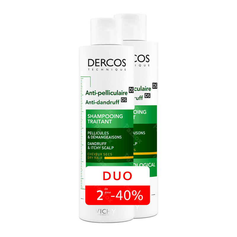 Vichy Dercos Anti Pelliculaire DS Cheveux Secs Shampoo 2è -40% 2x200ml