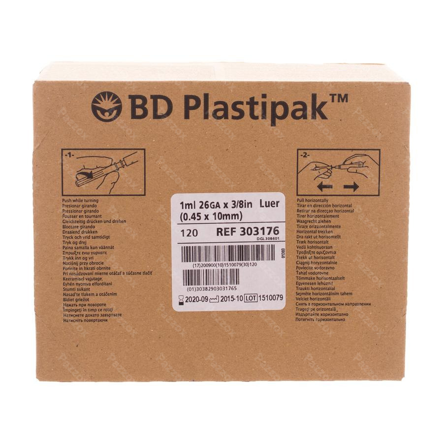 Bd Plastipak Ser.+aig. Tuberculine 1ml+26g 3/8 120
