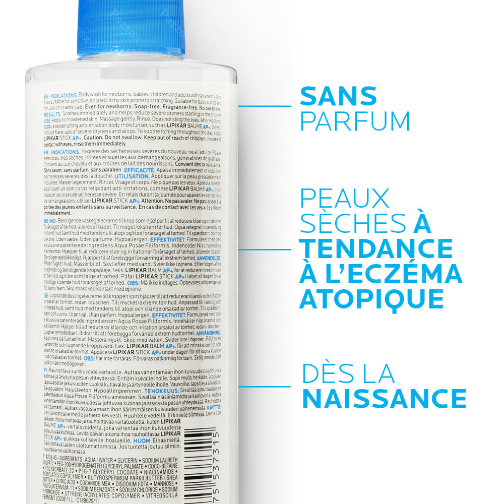 La Roche-Posay Lipikar Syndet Ap+ Gel Lavant Peau Atopique 400ml