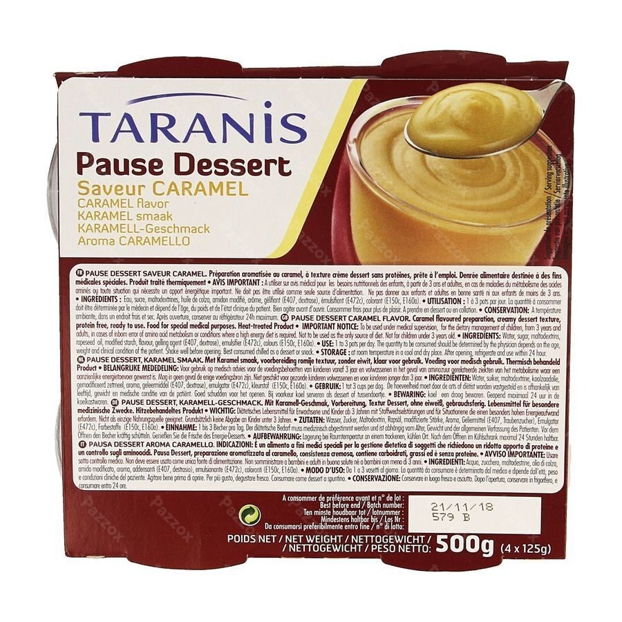 Taranis Pause Dessert Caramel 4x125g 3106 Revogan