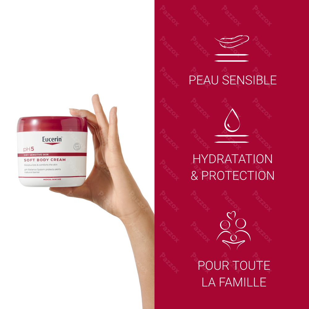 Eucerin pH5 Crème Corporelle Peau Sèche et Sensible Pot 450ml