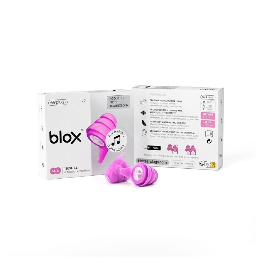 Blox Music Bouchons Oreille Rose Fluo 1 Paire