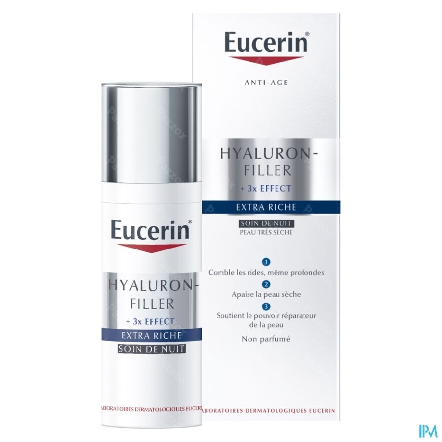 Eucerin Hyaluron-Filler Extra Riche Soin de Nuit Anti-Rides et Anti-Age Peau Très Sèche 50ml