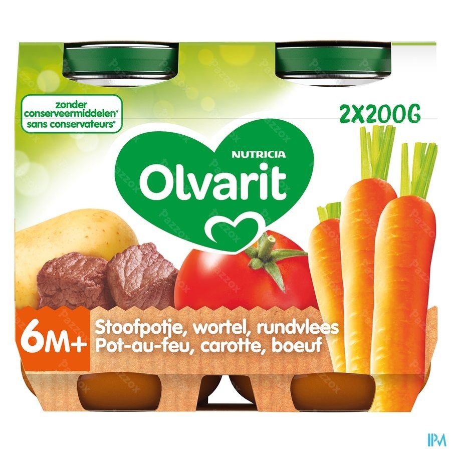 Olvarit Pot Au Feu Carotte Boeuf 2x200g 6m04