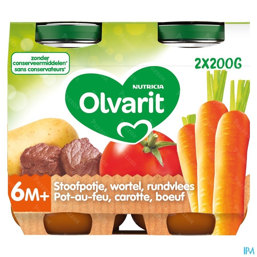 Olvarit Pot Au Feu Carotte Boeuf 2x200g 6m04