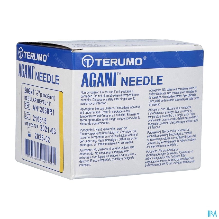 Terumo Aiguille Agani 20g 1 1/2 Rb Jaune 100