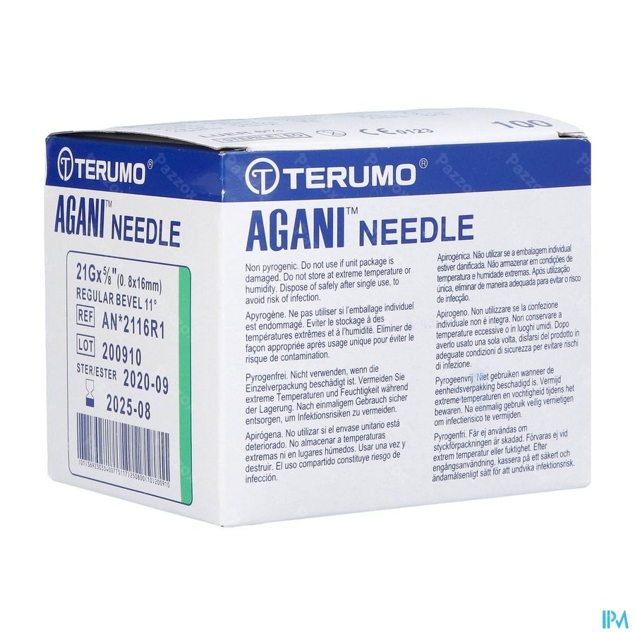 Terumo Aiguille Agani 21g 5/8 Rb Vert 100