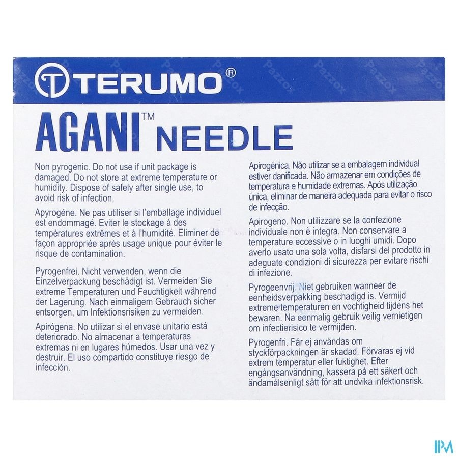 Terumo Aiguille Agani 21g 5/8 Rb Vert 100