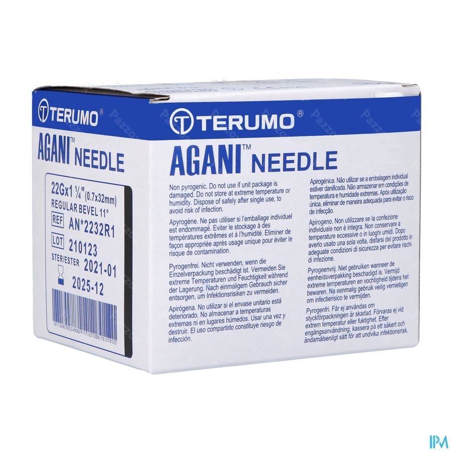 Terumo Aiguille Agani 22g 1 1/4 Rb Noir 100