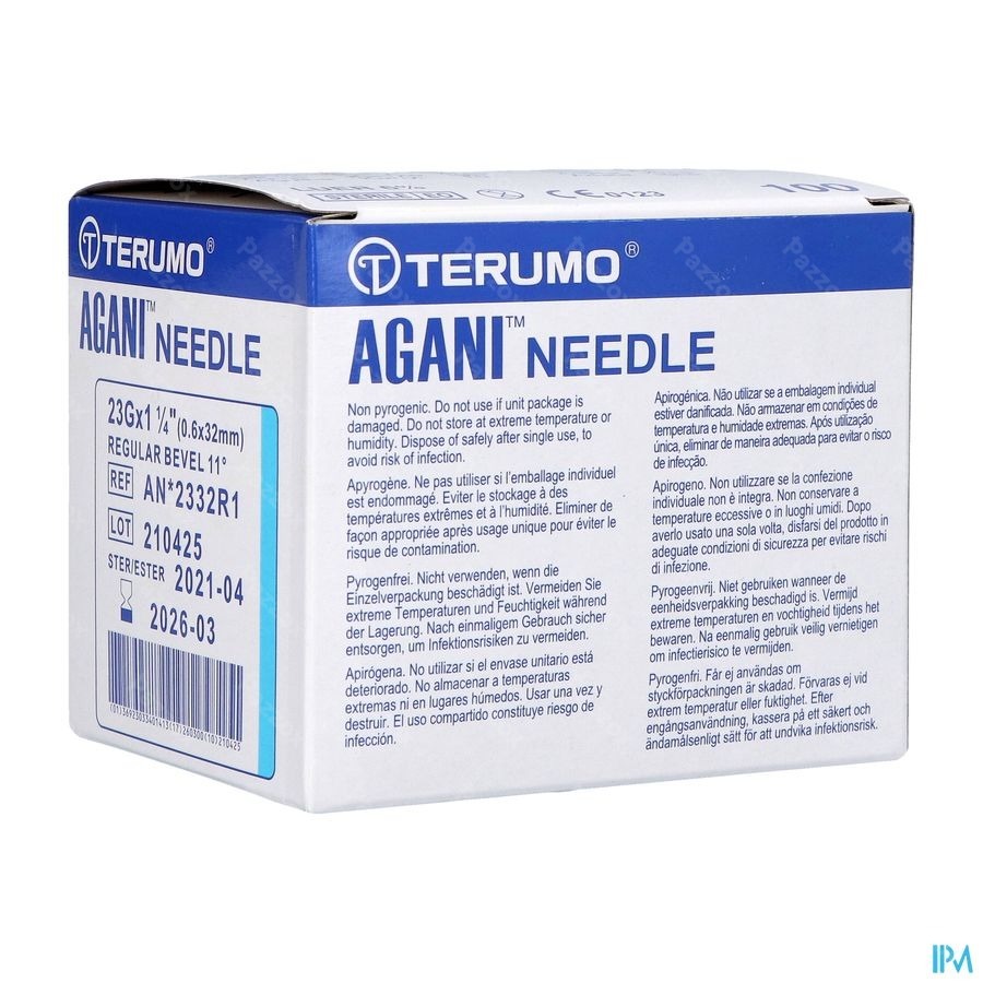 Terumo Aiguille Agani 23g 1 1/4 Rb Bleu 100
