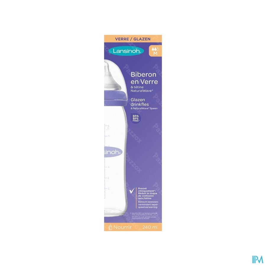 Lansinoh Biberon Verre + Tetine 240ml