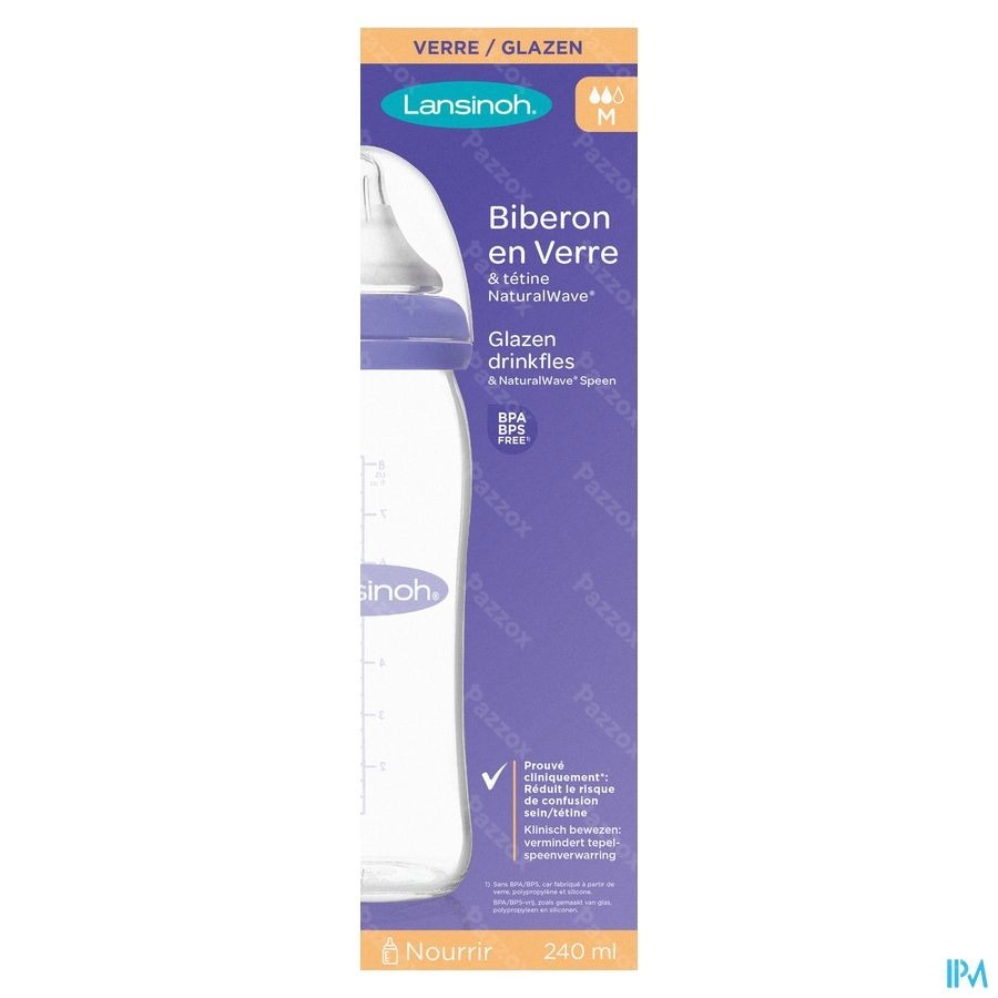 Lansinoh Biberon Verre + Tetine 240ml