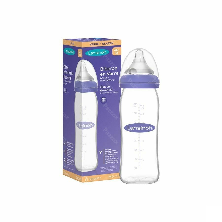 Lansinoh Biberon Verre + Tetine 240ml