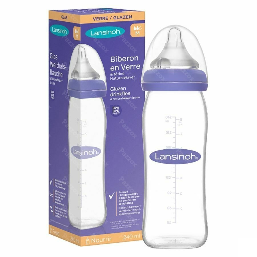Lansinoh Biberon Verre + Tetine 240ml