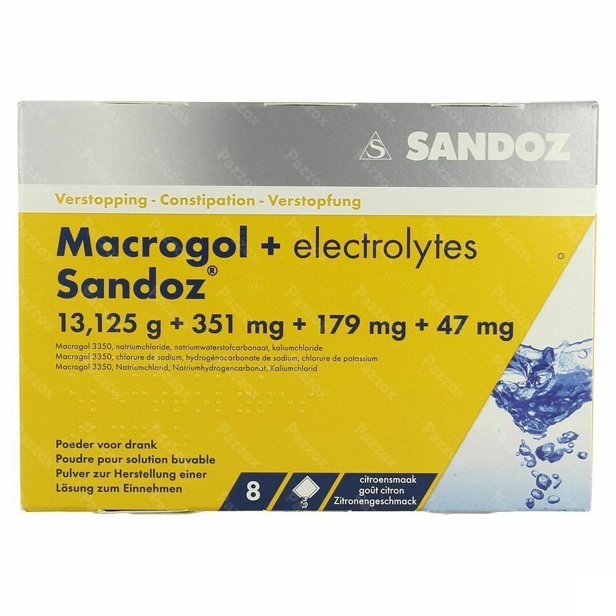 Macrogol + Electr Sandoz Pulv Gout Citron Sach 8