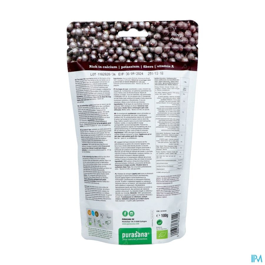 Purasana Baie d'Açai Poudre 100g