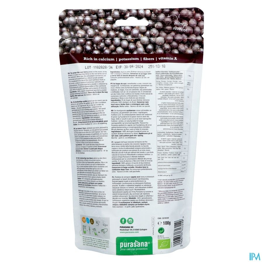 Purasana Baie d'Açai Poudre 100g