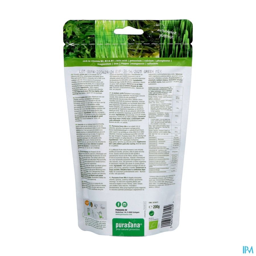 Purasana Melange De Poudre Verte 200g 