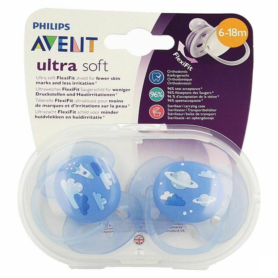 Philips Avent Sucette Soft Deco Boy 2 Pi&egrave;ce(s) +6m
