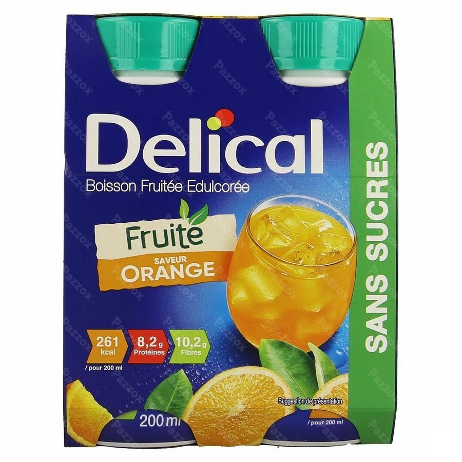 Delical Boisson Fruitee Orange Edulcoree 4x200ml
