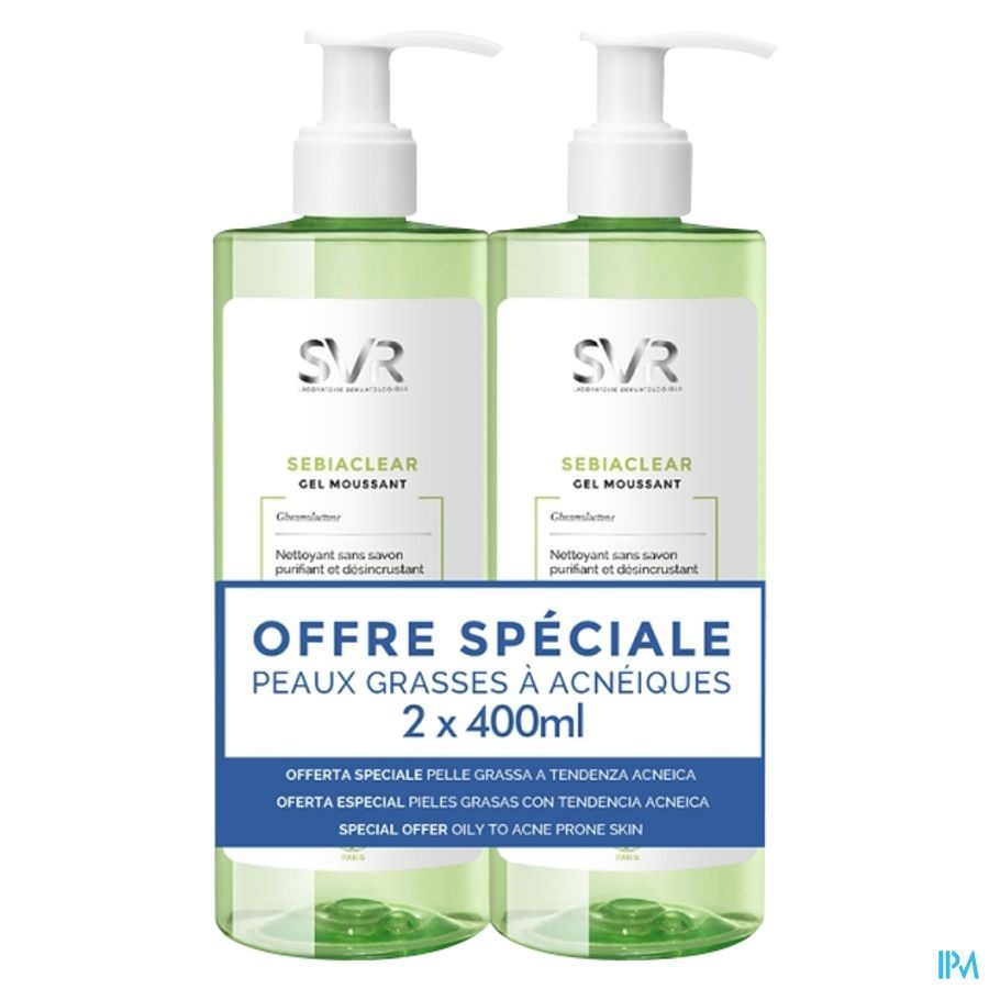 SVR Sebiaclear Gel Moussant Duo 2x400ml