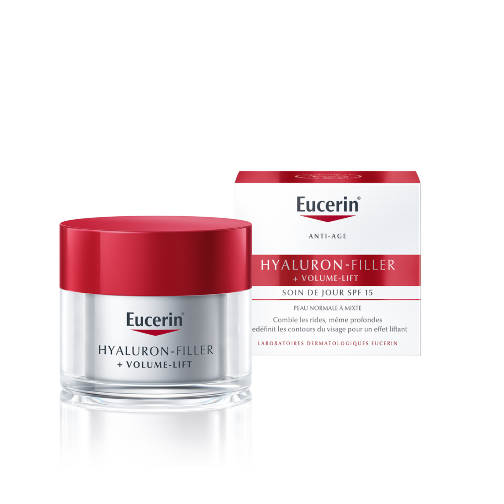Eucerin Hyaluron-Filler + Volume-Lift Soin de jour SPF15 Peau Normale à Mixte Crème Anti Rides et Anti Age 50ml