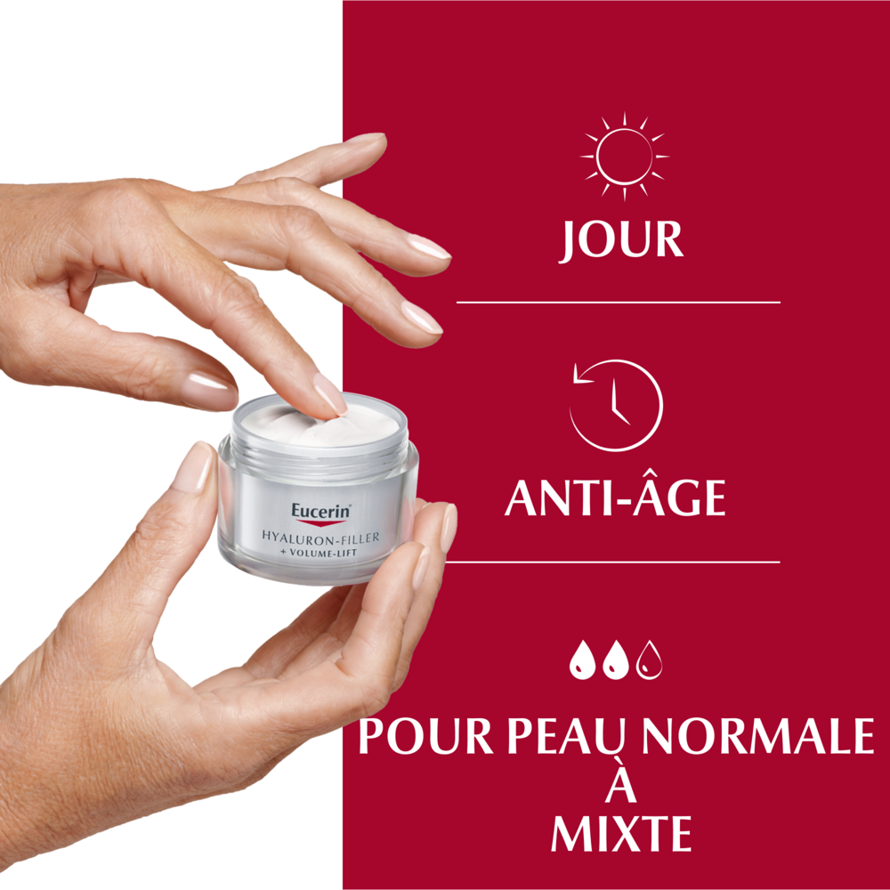 Eucerin Hyaluron-Filler + Volume-Lift Soin de jour SPF15 Peau Normale à Mixte Crème Anti Rides et Anti Age 50ml