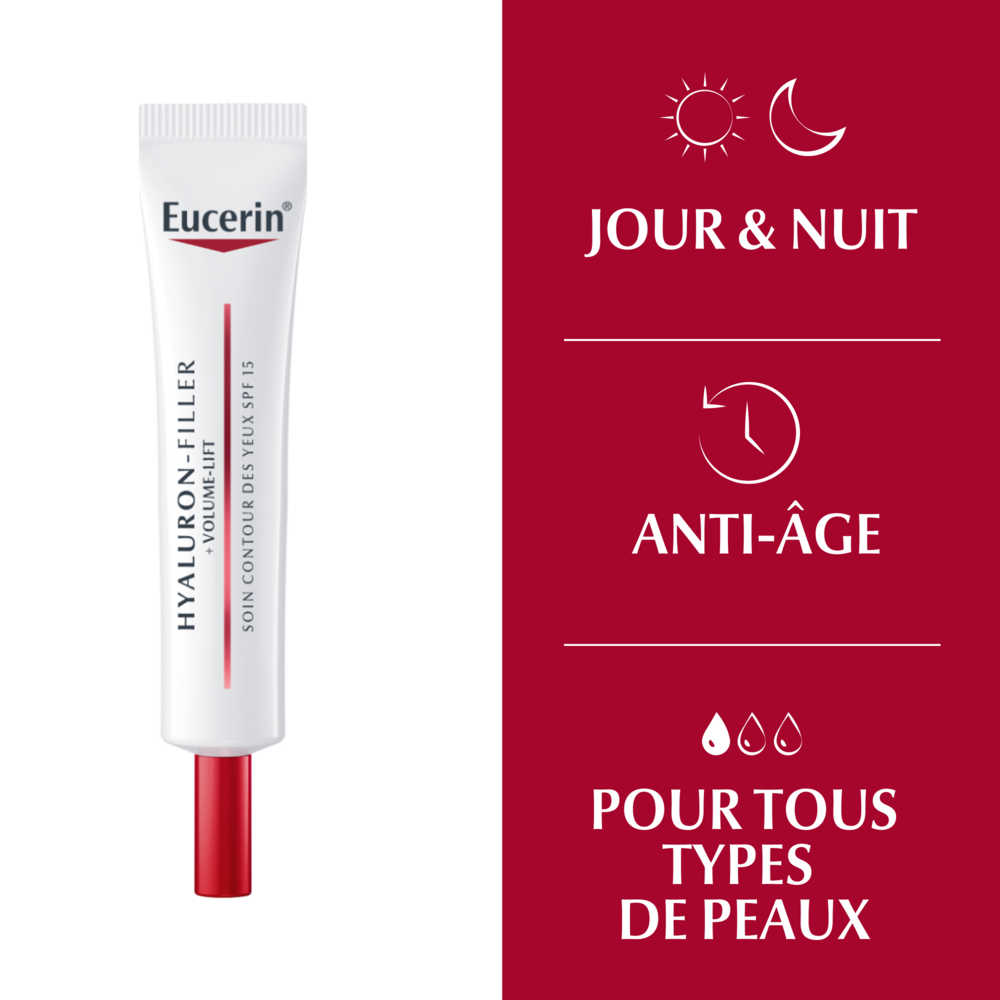 Eucerin Hyaluron-Filler + Volume-Lift Soin Contour des Yeux SPF15 Anti-Rides et Anti-Age 15ml