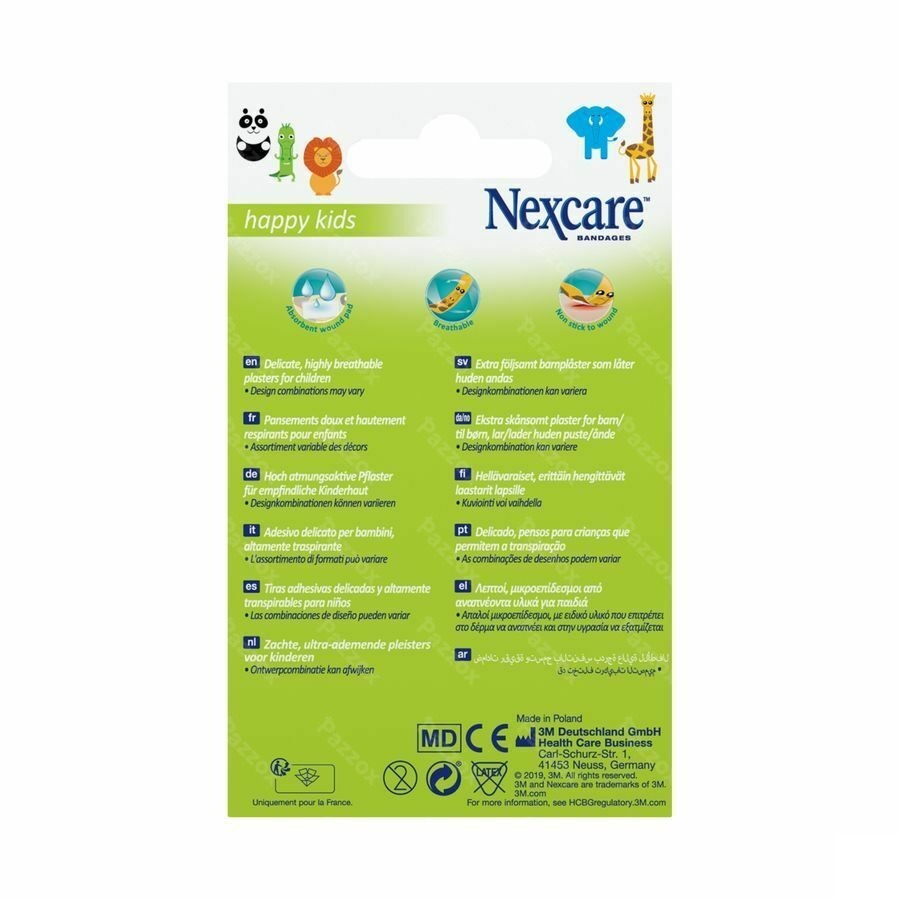 Nexcare 3m Happy Kids Animaux Pans 20 N0920an