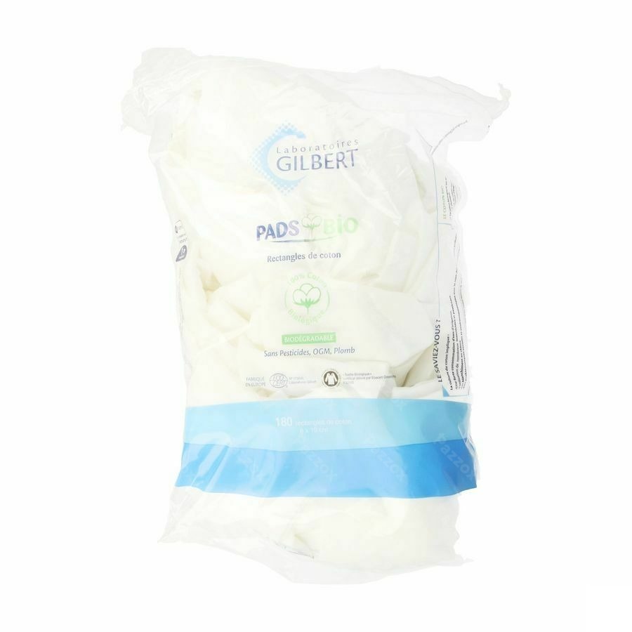 Gilbert Pads Bio Rectangle Coton 8x10cm Sachet 180