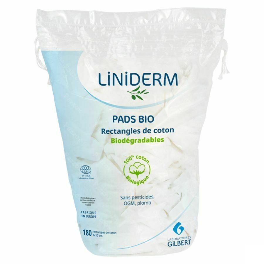 Gilbert Pads Bio Rectangle Coton 8x10cm Sachet 180