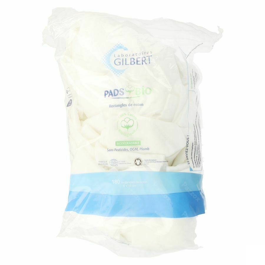 Gilbert Pads Bio Rectangle Coton 8x10cm Sachet 180