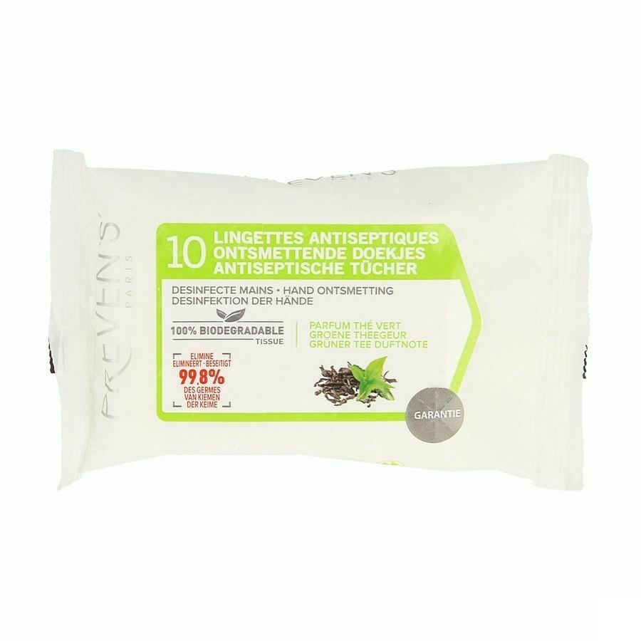 Preven's Lingettes A/septique The Vert Pocket 10