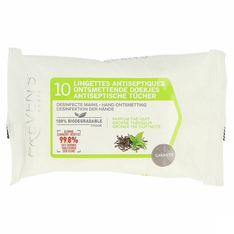 Preven's Lingettes A/septique The Vert Pocket 10