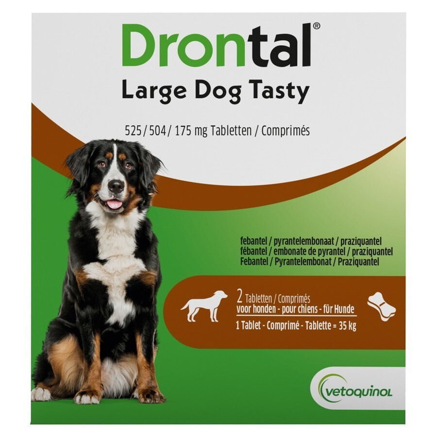 Drontal Large Dog Tasty 525/504/175mg Comp 1x2