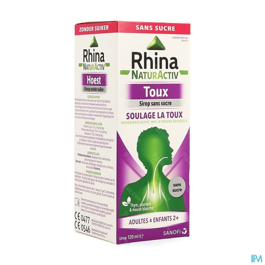 Rhina Natur Activ Toux Sans Sucre Sirop 120ml