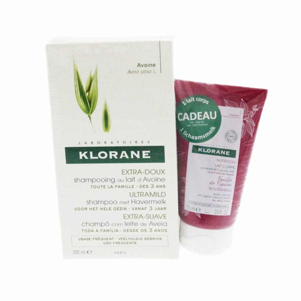 Klorane Shampooing Au Lait D'avoine 200ml + Lait Figuier 75ml