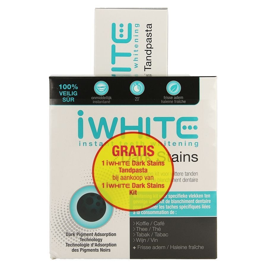 Iwhite Dark Stains Kit + Dentifrice 75ml Gratuit