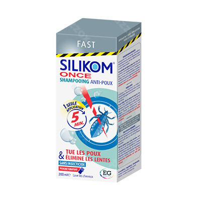 Silikom Once Shampooing Anti-Poux et Lentes Sans Insecticides 200ml + Peigne
