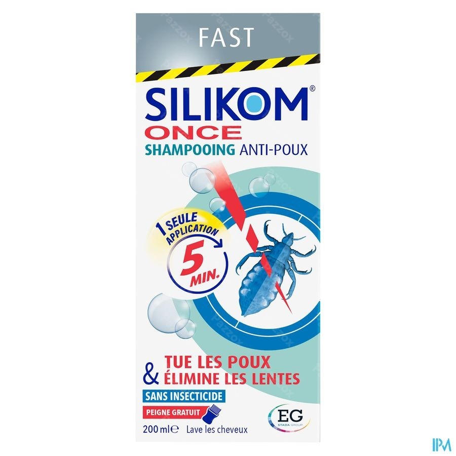 Silikom Once Shampooing Anti-Poux et Lentes Sans Insecticides 200ml + Peigne