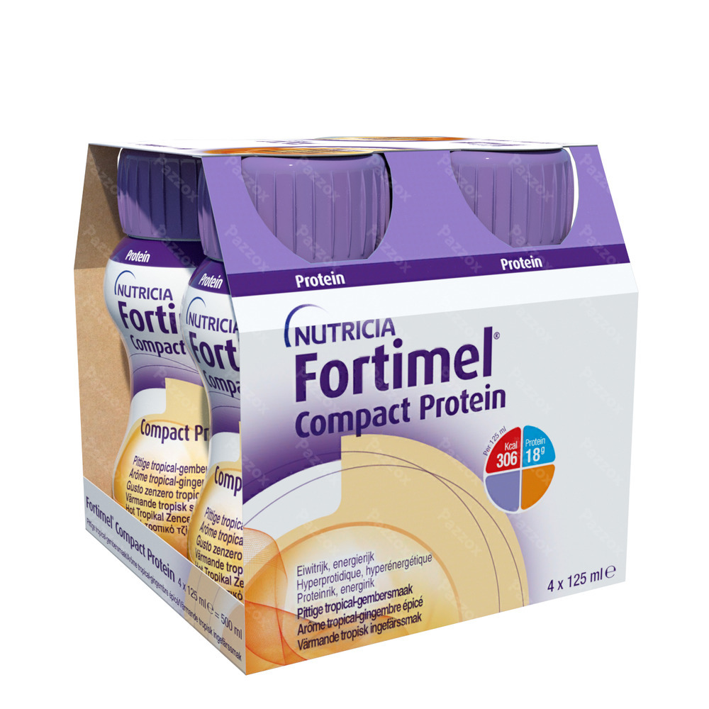 Fortimel Compact Protein Tropical Gingembre épicé Bouteilles 4x125 ml