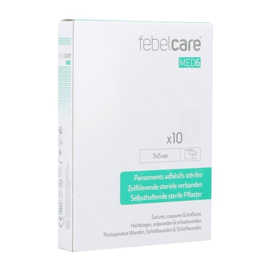 Febelcare Med6 Pansem. Adhesifs Steril. 7x5cm 10pc