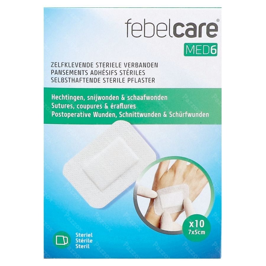 Febelcare Med6 Pansem. Adhesifs Steril. 7x5cm 10pc