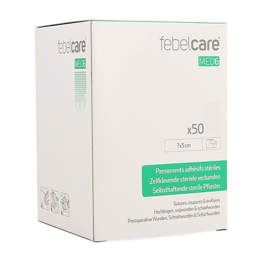 Febelcare Med6 Pansem. Adhesifs Steril. 7x5cm 50pc