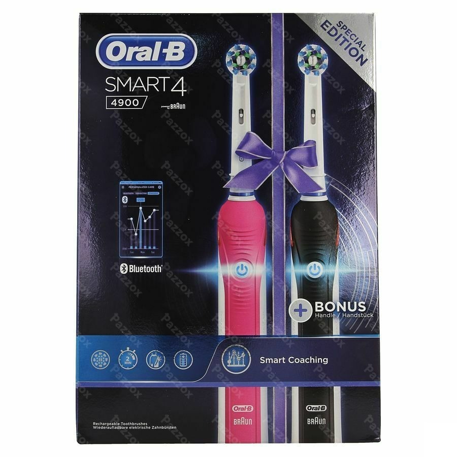 Oral-B Smart 4 Brosse à Dents Électrique Duo Pack Noir et Rose 